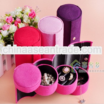 2013 new round jewelry box velvet wholesale