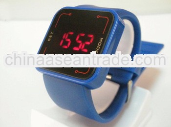 2013 new style hot sale silicone led jelly electronic watches mirror watches