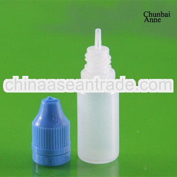 2013 popular vapor juice pe 10ml dropper bottle with childproof tamper cap long tip