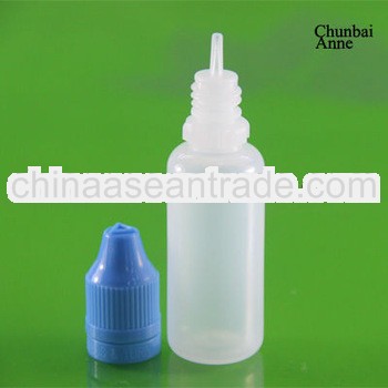 2013 popular vapor juice pe 20ml dropper bottle with childproof tamper cap long tip