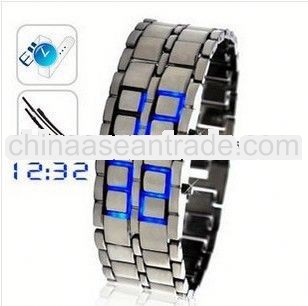 2013 stainless steel watch red lava led watch