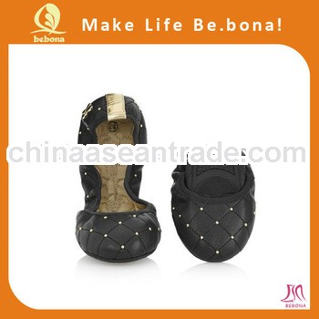 2014 nice rhinestones decor foldable ballerina flat shoes