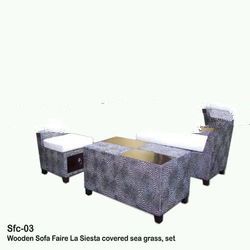 Wooden Sofa Faire La Siesta covered sea grass