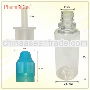 20ml PET plastic bottle with childproof and tamper proof cap /long thin tip