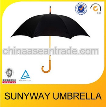 23''*8ribs Useful rain black wooden umbrella