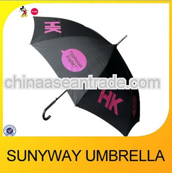 23''*8ribs bright pink printing straight umbrella in black