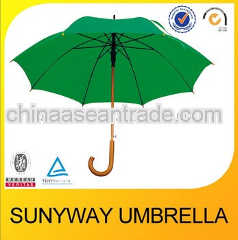 23''*8ribs green wooden rain umbrella