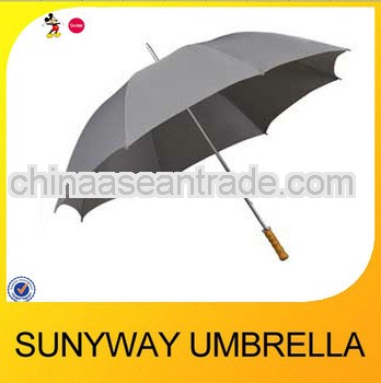 27inches x 8ribs large stick umbrella with wooden handle part in grey