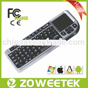 2.4GHz Mini wireless backlit keyboard with Mouse Pad and IR Remote Control