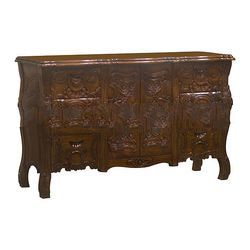 Heavy Carved Chest with 2 Doors and 6 Drawers