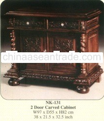 2 Door Carved Cabinet Mahogany Indoor Furniture.