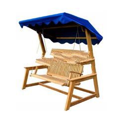 Teak Patio Furniture - Kintamani Swing Bench with Canopy