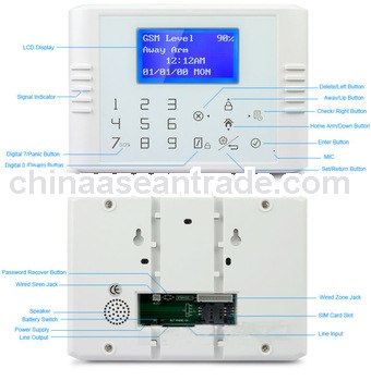 30 zone quad-band 433mhz home pstn gsm touchscreen wireless alarm system