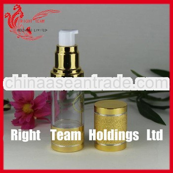 30ml frosted airless lotion bottle with gold cap