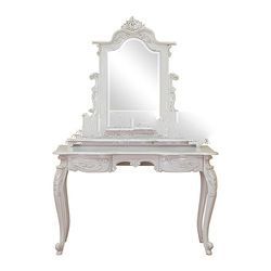 Antique White Painted Dressing Table with Mirror