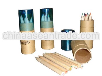 3.5''mini natural wood coloured pencils in paper tube (EN-71-3,ASTMD-4236 Standard)