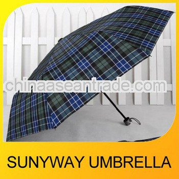 3 Folding Advertising Check Pattern Folding Umbrella for Promotion