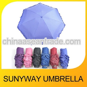 3 Folding Manual Open Umbrella with Lace border