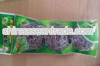 3 pcs stainless steel scourer with poly bag