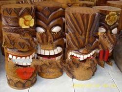 wooden statues of tiki