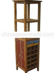 Reclaimed Teak Wine Rack Cabinet with Drawer