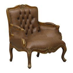 Mahogany Lazy Big Chair with Leather Upholstered