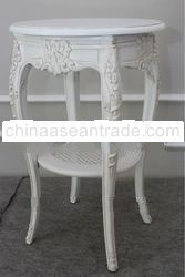  Furniture - Louis Small Round Table w Rattan Shelf Under+ASW