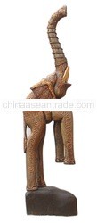 Standing Elephant Wood Carving