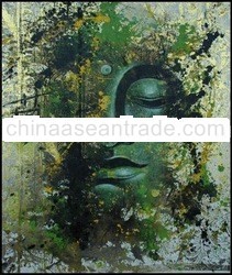 Budha faces with gold pradha painting