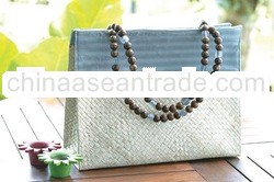 Coconut And Glass Bead Handbag