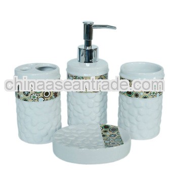 4 pcs White ceramic mosaic bathroom set