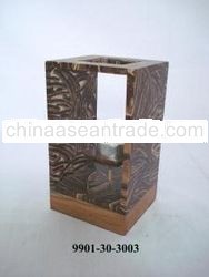 WOODEN COCONUT INLAY CANDLE HOLDER