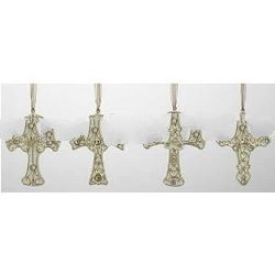 Set of 12 Antique Chic Porcelain Cross Christmas Ornaments