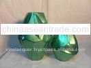 set of 02 green lacquer vase