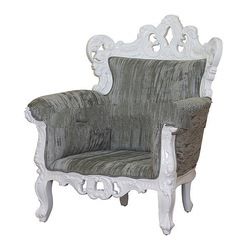 White Painted Heavy Carved Sofa 1 Seater