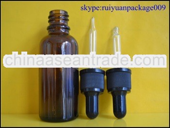 50ml boston round amber glass bottle with dropper