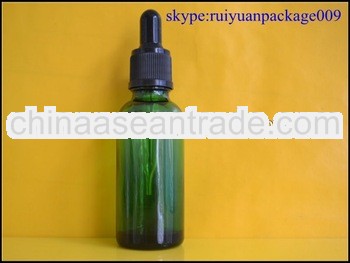 50ml boston round green glass bottle with dropper