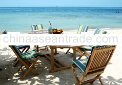 Teak Garden Set: Teak Oval Extending Table and Antex Folding Chair