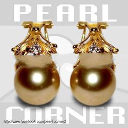 Solid 22K Gold Clip-on Earrings With South Seawater Pearls