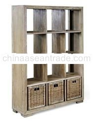 Display Cabinet with 3 Rattan Drawers