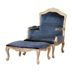 Chaise Lounge with Carved with Ottoman