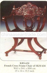 French Cross Frame Chair Mahogany Indoor Furniture