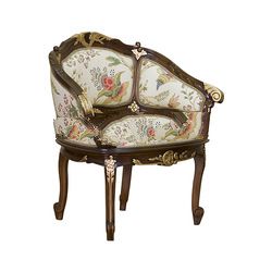 Mahogany Chair Upholstery Flowers Motif