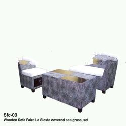 Wooden Sofa Faire La Siesta covered sea grass