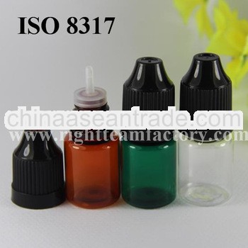 5ml GREEN childproof liquid dropper bottle with black childproof cap, SGS ,TUV,ISO 8317