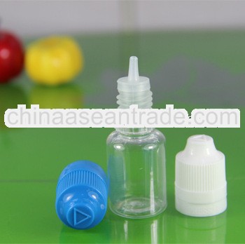 5ml PET e-juice bottles childproof cap and seal ring long thin tip