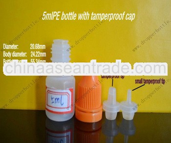 5ml PE plastic dropper bottle/plastic dropper bottle with tamperproof caps