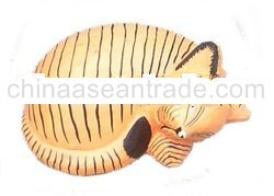 Sleeping Cat Wood Carving