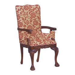 Motif Flowers Upholstered Arms Dining Chair