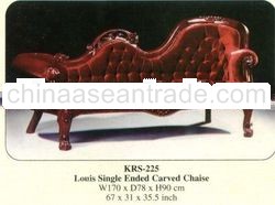 Louis Single Ended Carved Chaise Mahogany Indoor Furniture